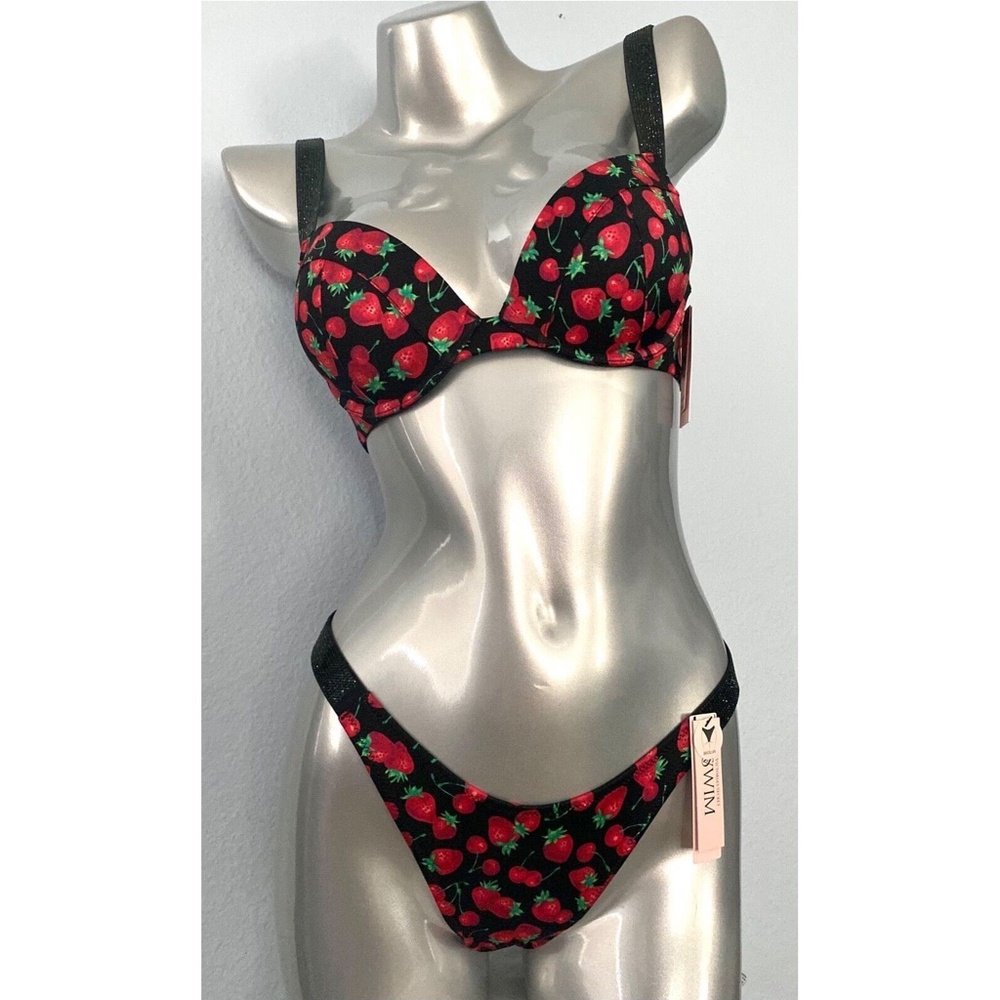 Victoria's Secret Swim Suit Bikini Set Push Up Top Brazilian Shine Strap 36D / M